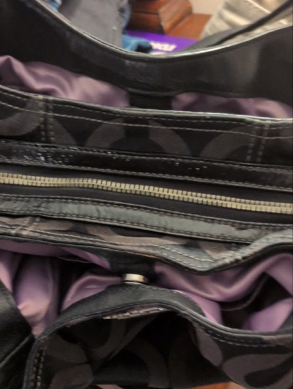 2005 Coach Madison Maggie Black Signature 'C' Pattern Shoulder Bag H0973-14305